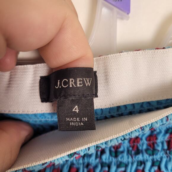 J.Crew smocked Monaco Blue Iris Size 4 midi skirt mermaid prairie boho - Picture 3 of 6